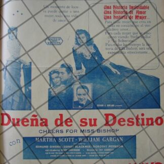 CARTEL ANTIGUO PELICULA. DUEÑA DE SU DESTINO 1941