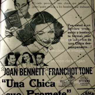 CARTEL ANTIGUO PELICULA UNA CHICA QUE PROMETE 1941
