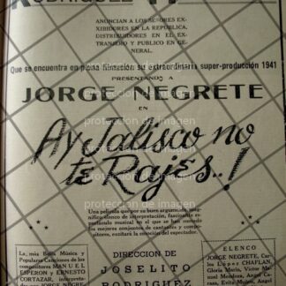 CARTEL ANTIGUO FILMAN PELICULA HAY JALISCO NO TE RAJES 1941