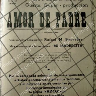 RARISIMO AFICHE ANTIGUO INICIAN PELICULA AMOR DE PADRE 1941