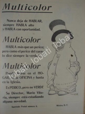 CARTEL ANTIGUO ORIGINAL DE 1911 PUBLICIDAD DE LA REVISTA MULTICOLOR CON FRANCISCO Y MADERO