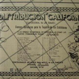 CARTEL ANTIGUO ESTRENO DISTRIBUCION CALIFORNIA S.A 1941