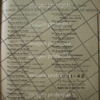 CARTEL PUBLICITARIO ANTIGUO REPUBLIC PICTURES 1941 /RARO