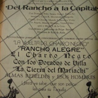 CARTEL RETRO INICIA PELICULA DEL RANCHO A LA CAPITAL