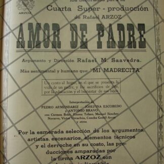 RARISIMO AFICHE ANTIGUO INICIAN PELICULA AMOR DE PADRE 1941 3