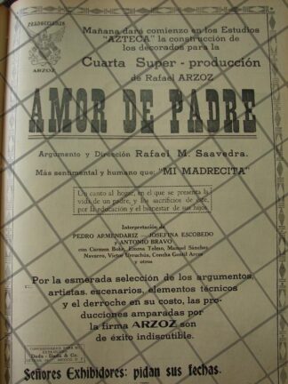 RARISIMO AFICHE ANTIGUO INICIAN PELICULA AMOR DE PADRE 1941 3