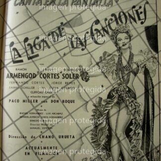 CARTEL ANTIGUO PELICULA LA LIGA DE LAS CANCIONES 1941