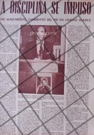 AFICHE ANTIGUO CANDIDATO RENE MASCAREÑAS 1956 CD. JUAREZ