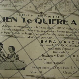 CARTEL ANTIGUO INICIAN PELICULA. QUIEN TE QUIERE A TI 1941