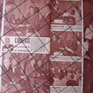 AFICHE ANTIGUO LAZARO CARDENAS EN ESCUELA NAC. DE INGENIERIA