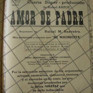 RARISIMO AFICHE ANTIGUO INICIAN PELICULA AMOR DE PADRE 1941 4