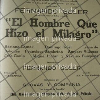 CARTEL RETRO PELICULA EL HOMBRE QUE HIZO EL MILAGRO 1941 JAMAS FILMADA