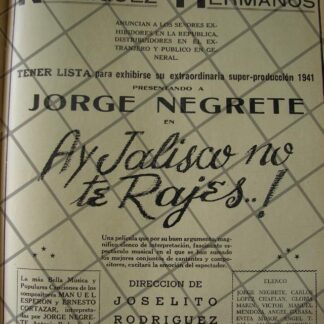 AFICHE ANTIGUO TERMINAN PELICULA HAY JALISCO NO TE RAJES 1941 4