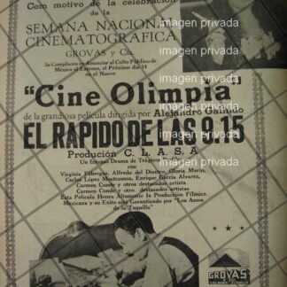 AFICHE ANTIGUO PELICULA EL RAPIDO DE LAS 9.15 /1941 FESTIVAL DE CINE