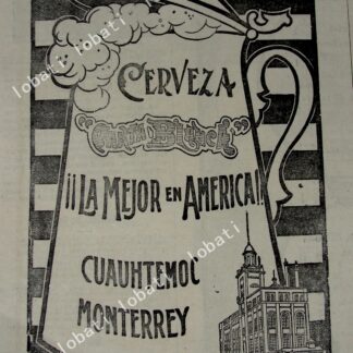 CARTEL ANTIGUO ORIGINAL DE MINI CARTEL CERVEZA CARTA BLANCA 1911 /157