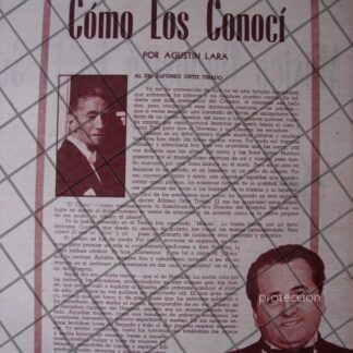 AFICHE RETRO AGUSTIN LARA HABLA DE ALFONSO ORTIZ TIRADO 1956