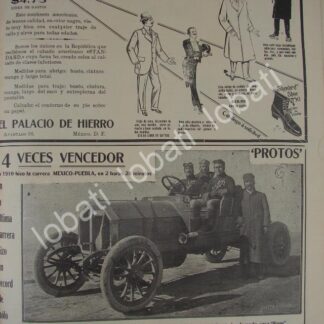 CARTEL ANTIGUO ORIGINAL DE AUTOS PROTOS 1911 EL PRIMERO EN MEXICO /437 SUPER RARO