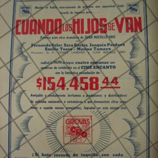 CARTEL RETRO PELICULA CUANDO LOS HIJOS SE VAN 1941 EXITO