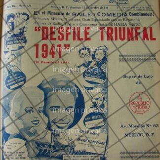 CARTEL RETRO FUNCIONES PELICULA DESFILE TRIUNFAL 1941