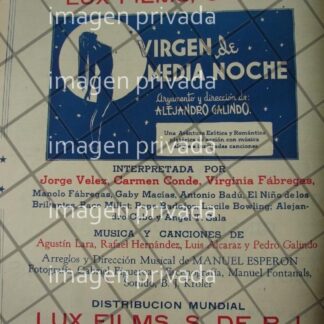 CARTEL RETRO INICIA FILMACION. VIRGEN DE MEDIA NOCHE 1941