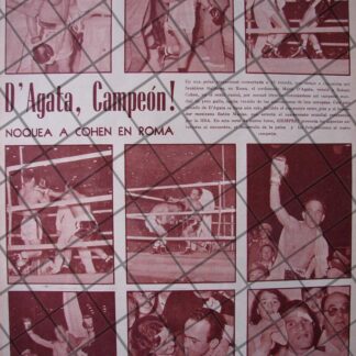 AFICHE RETRO, BOXEADOR. MARIO D`AGATA Vs ROBERT COHEN