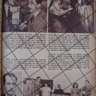 AFICHE RETRO  RADIO DIFUSORA  XEMR GUILLERMO VIVEROS ETC