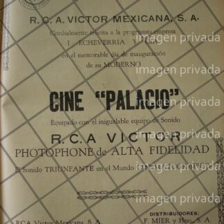 CARTEL RETRO R.C.A E INAUGURACION CINEMA PALACIO 1941