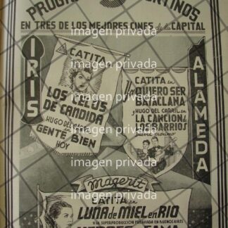 CARTELERA DE CINE RETRO CINE IRIS Y CINE ALAMEDA 1941