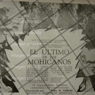 CARTEL RETRO SERIE. EL ULTIMO DE LOS MOHICANOS 1941