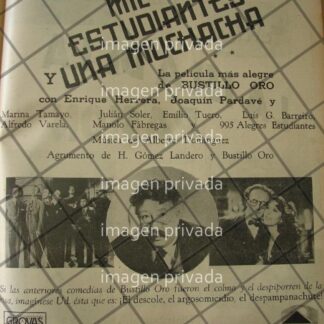 CARTEL ANTIGUO PELICULA MIL ESTUDIANTES Y UNA MUCHACHA 1941