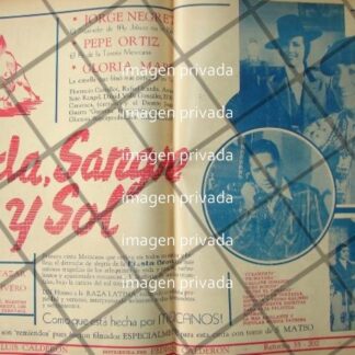 CARTEL RETRO PELICULA SEDA. SANGRE Y SOL JORGE NEGRETE