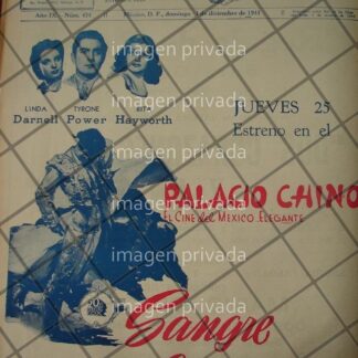 CARTEL ANTIGUO DE CINE PELICULA SANGRE Y ARENA 1941
