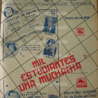 CARTEL ANTIGUO PELICULA MIL ESTUDIANTES Y UNA MUCHACHA
