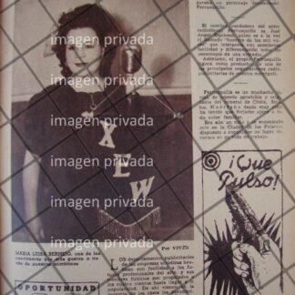 AFICHE RETRO CANTANTE MARIA LUISA BERMEJO Y FERRUSQUILLA X.E.W.