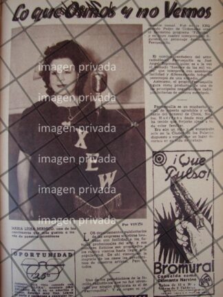 AFICHE RETRO CANTANTE MARIA LUISA BERMEJO Y FERRUSQUILLA X.E.W.