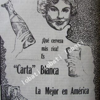CARTEL ANTIGUO ORIGINAL DE MINI CARTEL CERVEZA CARTA BLANCA 1911 /158