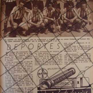 AFICHE ANTIGUO CLUB ASTURIAS CAMPEON DEL FUTBOL 1944