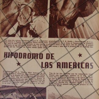 AFICHE ANTIGUO CARRERAS HIPODROMO DE LAS AMERICAS 1944