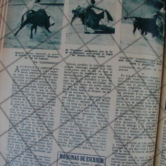 AFICHE ANTIGUO 1939 TORERO RICARDO TORRES "EL VIZCAINO"