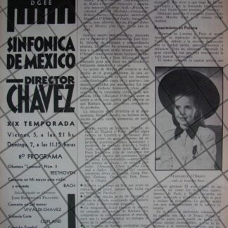 AFICHE RETRO ORQUESTA SINFONICA CARLOS CHAVEZ 1946