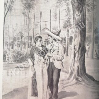 GRABADO ANTIGUO 1898. EL AMOR EN SANTA ANITA. POR: JOSE MARIA VILLASANA