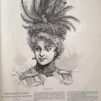 GRABADO ANTIGUO MODAS DE 1898 CAPOTA Y VESTIDOS