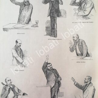 GRABADO ANTIGUO ORADORES PARLAMENTARIOS ESPAÑOLES 1898 /PLT