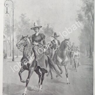 GRABADO ANTIGUO 1898 DE VERANO EN LA CIUDAD. POR: JOSE MARIA VILLASANA