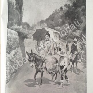 GRABADO ANTIGUO 1898 DE VERANO EN EL CAMPO. POR: JOSE MARIA VILLASANA