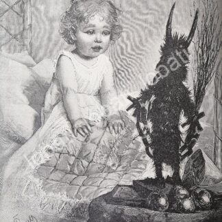 GRABADO ANTIGUO 1898 EL JUGUETE DEL BEBE CON NOTA DE G. URBINA