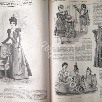 CARTEL ANTIGUO ORIGINAL DE GACETA DE TENDENCIAS DE MODAS DE 1898 VESTIDOS /3