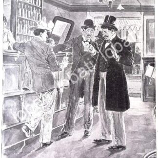 GRABADO ANTIGUO 1898 DE: JULIO RUELAS. CANTINA , ARTE COSTUMBRISTA