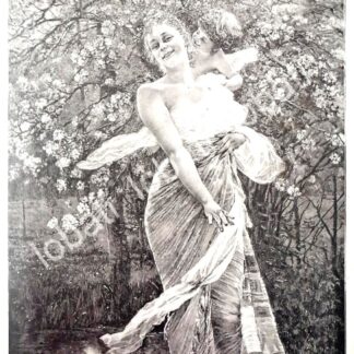 GRABADO ANTIGUO 1898 CUCHICHEOS DE AMOR S/N ARTE