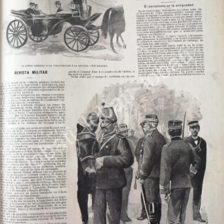 CARTEL ANTIGUO ORIGINAL DE PORFIRIO DIAZ PASA REVISTA MILITAR, 1898 DIBUJO DE CARLOS ALCALDE /MLT